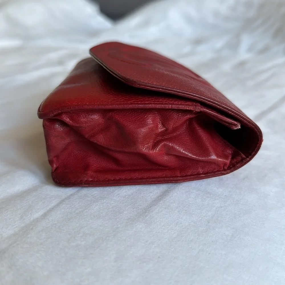 Chanel Red Caviar Leather Wallet Clutch Vintage - Picture 3 of 11